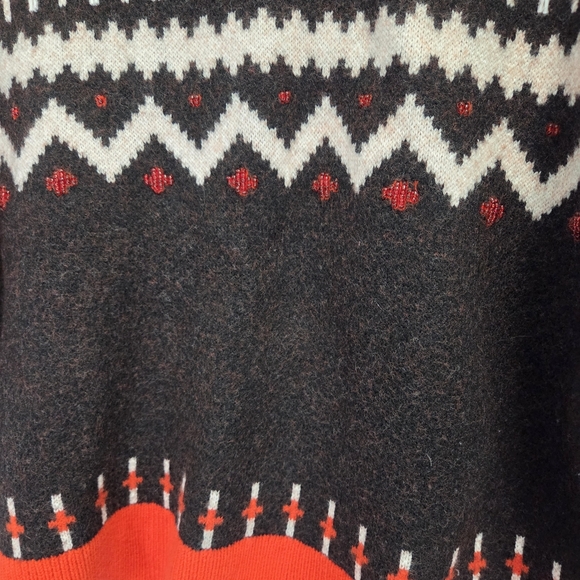 Kate Spade New York Zebra Fair Isle Wool Sweater Red/Black Beaded Size Large - Picture 3 of 9